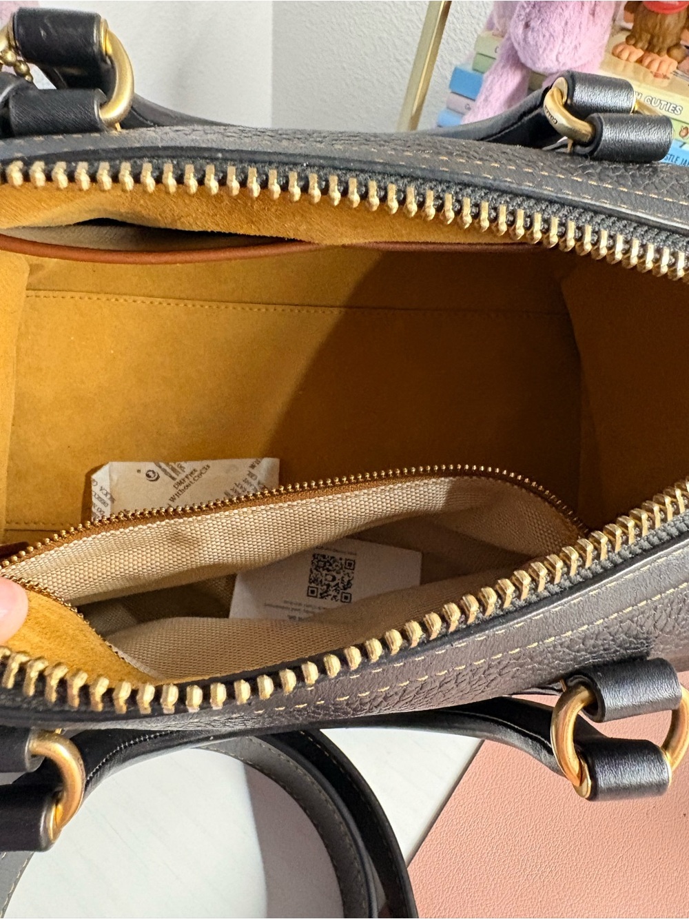 Coach Black Pebbled Leather Satchel with Gold Hardware - Picture 4 of 6